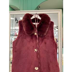 VATKATEX KÜRKLÜ ANGORA YELEK - BORDO - 2