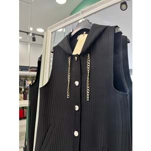 NURGÜN KAPİTONE YELEK - SİYAH - 44