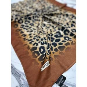 İPEKSELİ LEOPAR DESENLİ ORGANİK PAMUK ŞAL - 1
