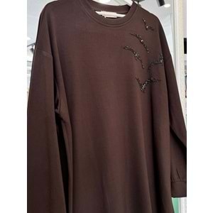 VATKATEX TAŞLI TUNİK - KAHVERENGİ - 46