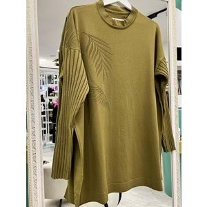 ADN PALMİYE MERSERİZE TUNİK - YAĞ YEŞİLİ - 1