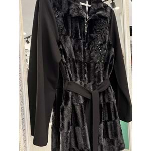 HALE FOURRURE ANGORA CEKET - SİYAH - 1