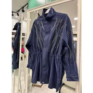 MRM MERAM BUTİK CUPRA KARIŞIMLI CEKET - LACİVERT - 2