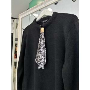 AFİTAP FULARLI TRİKO KAZAK (36-42 BEDEN UYUMLU) - SİYAH - STANDART