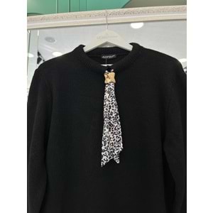 AFİTAP FULARLI TRİKO KAZAK (36-42 BEDEN UYUMLU) - SİYAH - STANDART