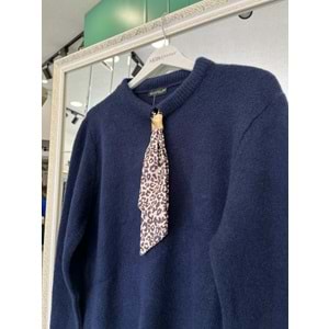 AFİTAP FULARLI TRİKO KAZAK (36-42 BEDEN UYUMLU) - LACİVERT - STANDART