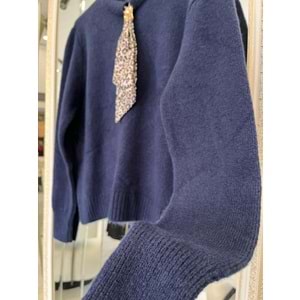 AFİTAP FULARLI TRİKO KAZAK (36-42 BEDEN UYUMLU) - LACİVERT - STANDART