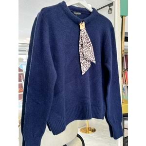 AFİTAP FULARLI TRİKO KAZAK (36-42 BEDEN UYUMLU) - LACİVERT - STANDART