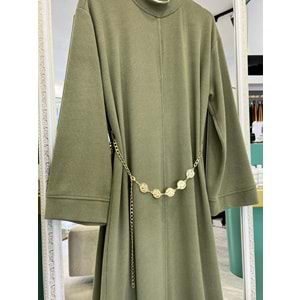 VATKATEX FİTİLLİ TRİKO ELBİSE - MİNT YEŞİLİ - 42