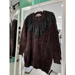 HATUN ANGORA TUNİK (38-44 BEDEN UYUMLU) - ACI KAHVE - STANDART