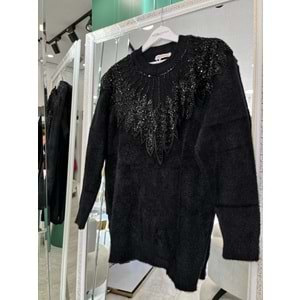 HATUN ANGORA TUNİK (38-44 BEDEN UYUMLU) - SİYAH - STANDART