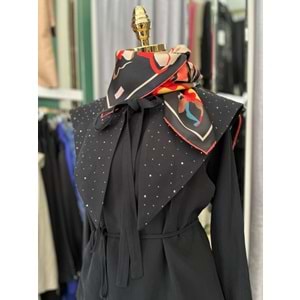 VATKATEX TAŞLI YAKA ETEKLİ TAKIM - SİYAH - 40