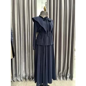 VATKATEX TAŞLI YAKA ETEKLİ TAKIM - LACİVERT - 38