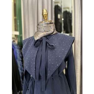 VATKATEX TAŞLI YAKA ETEKLİ TAKIM - LACİVERT - 38