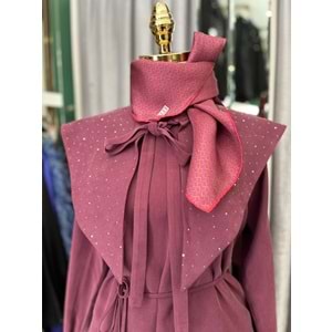 VATKATEX TAŞLI YAKA ETEKLİ TAKIM - MÜRDÜM - 44