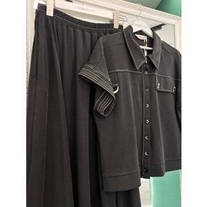 VATKATEX LİYOSEL CUPRA YELEKLİ ETEKLİ TAKIM - SİYAH - 38