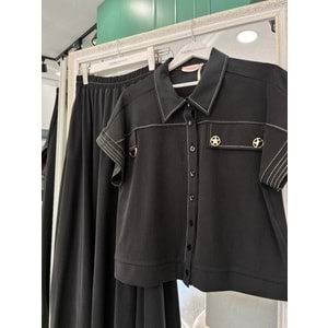 VATKATEX LİYOSEL CUPRA YELEKLİ ETEKLİ TAKIM - SİYAH - 40