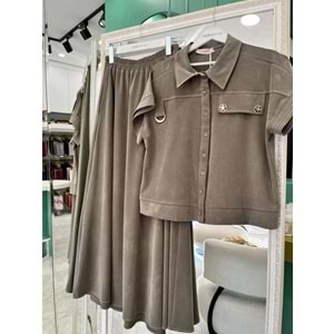 VATKATEX LİYOSEL CUPRA YELEKLİ ETEKLİ TAKIM - HAKİ - 44