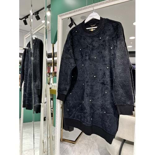 RİWİ ANGORA İNCİLİ KAZAK - SİYAH - STANDART