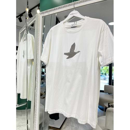 MRM İŞLEMELİ TİŞÖRT - BEYAZ - L