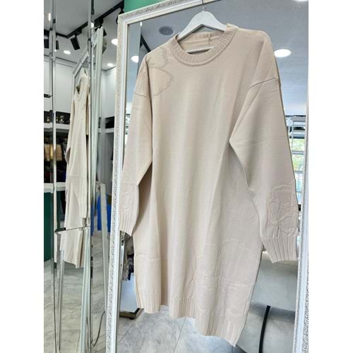 ADN MERSERİZE ÇİÇEKLİ TUNİK - TAŞ - 2