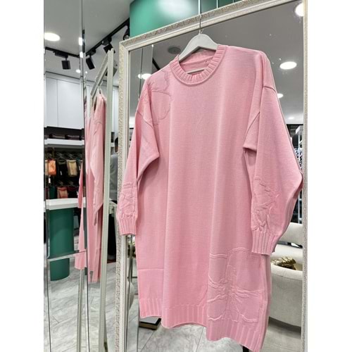 ADN MERSERİZE ÇİÇEKLİ TUNİK - PEMBE - 1