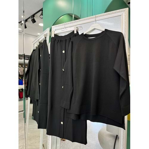 ADN İNCE TRİKO ETEKLİ TAKIM - SİYAH - 2