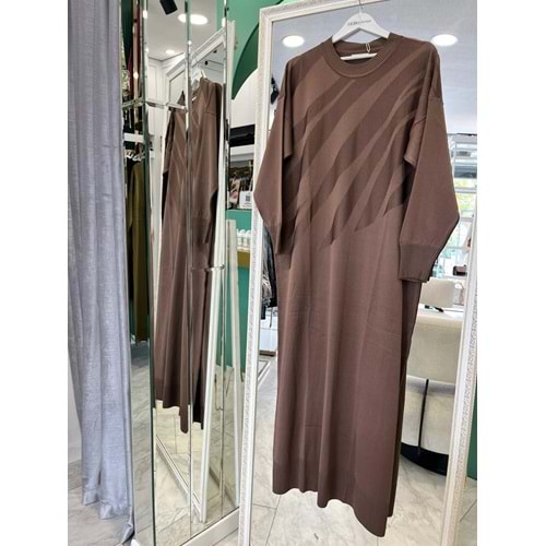 ADN MERSERİZE VEREV ELBİSE - KAHVERENGİ - 2