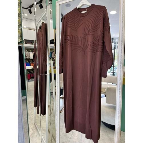 ADN MERSERİZE PALMİYE ELBİSE - ACI KAHVE - 2