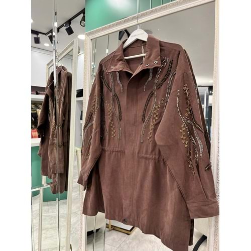 ADN TAŞLI CEKET CUPRA KARIŞIMLI - ACI KAHVE - 2