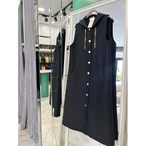 NURGÜN KAPİTONE YELEK - SİYAH - 50