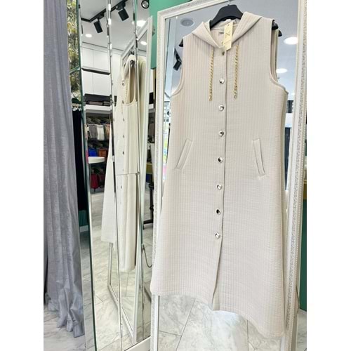 NURGÜN KAPİTONE YELEK - TAŞ - 50