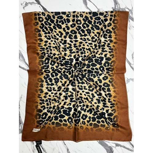 İPEKSELİ LEOPAR DESENLİ ORGANİK PAMUK ŞAL - 1