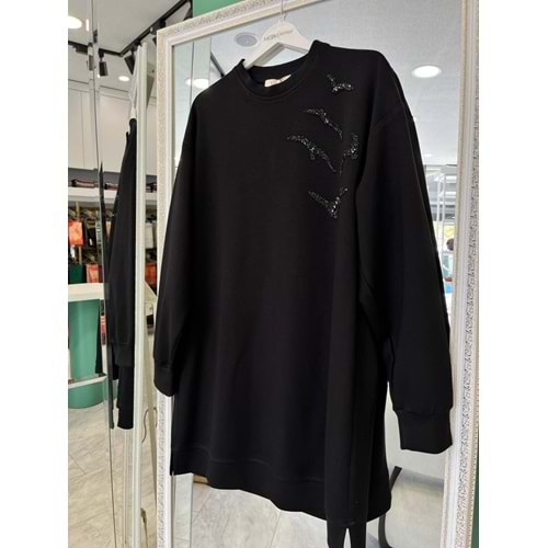 VATKATEX TAŞLI TUNİK - SİYAH - 44