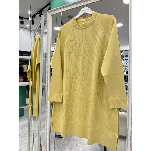 ADN KABARTMALI MERSERİZE TUNİK - SARI - 1