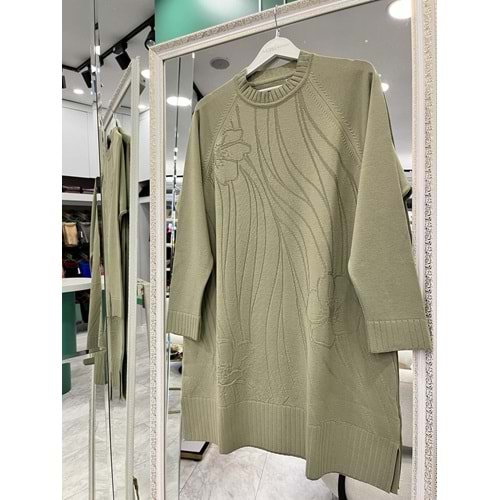 ADN KABARTMALI MERSERİZE TUNİK - MİNT YEŞİLİ - 2