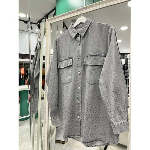 ADN BONCUKLU KOT GÖMLEK - GRİ - 2