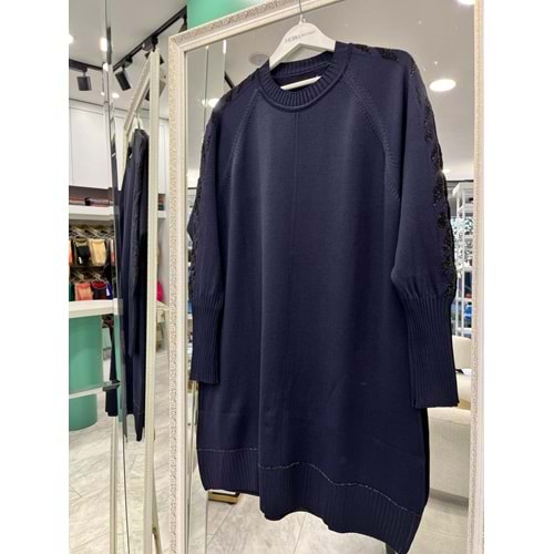 ADN SİMLİ KOL MERSERİZE TUNİK - LACİVERT - 1