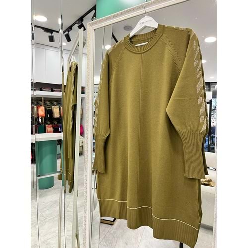 ADN SİMLİ KOL MERSERİZE TUNİK - YAĞ YEŞİLİ - 2