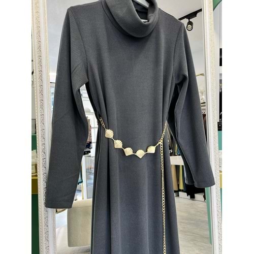 VATKATEX BOĞAZLI FİTİLLİ TRİKO ELBİSE