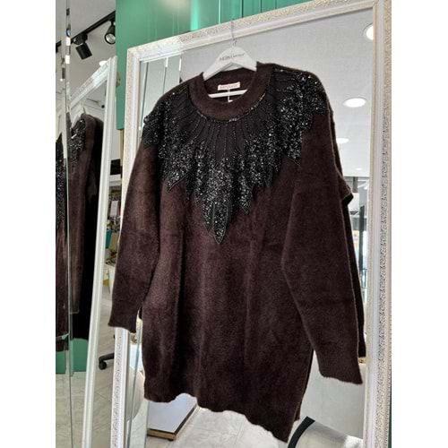 HATUN ANGORA TUNİK (38-44 BEDEN UYUMLU) - ACI KAHVE - STANDART