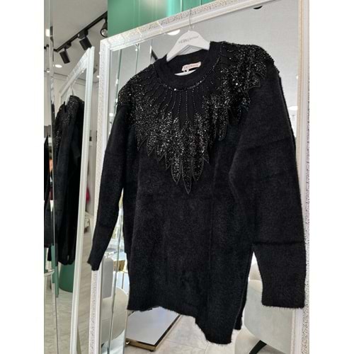 HATUN ANGORA TUNİK (38-44 BEDEN UYUMLU) - SİYAH - STANDART