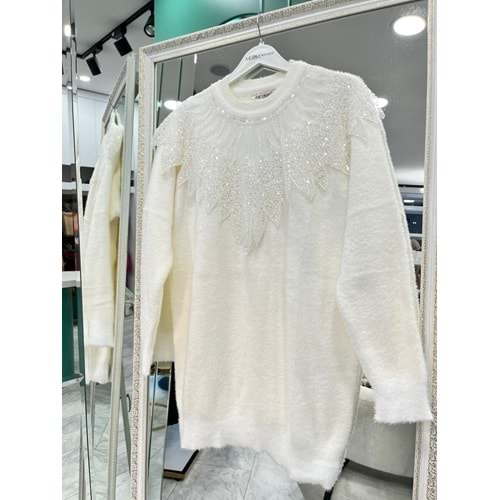 HATUN ANGORA TUNİK (38-44 BEDEN UYUMLU) - EKRU - STANDART