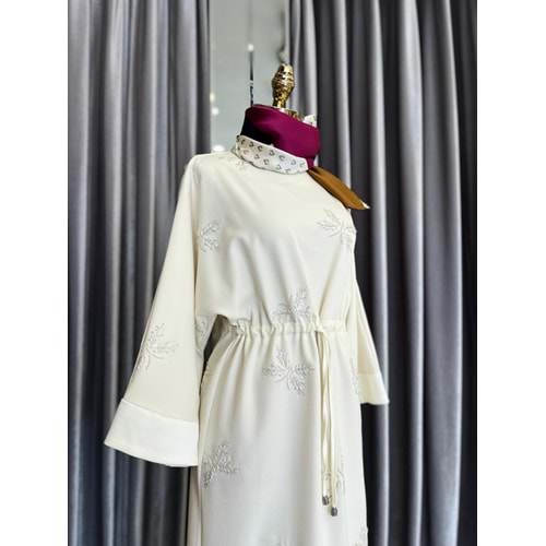 HALE PAPILLION SCUBA ELBİSE - KREM - 2