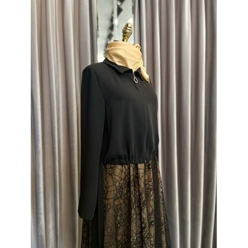 HALE GÜPÜRLÜ ETEKLİ TAKIM - SİYAH - 1