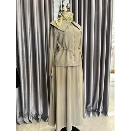 VATKATEX ŞAL YAKA ETEKLİ TAKIM - MİNT YEŞİLİ - 40