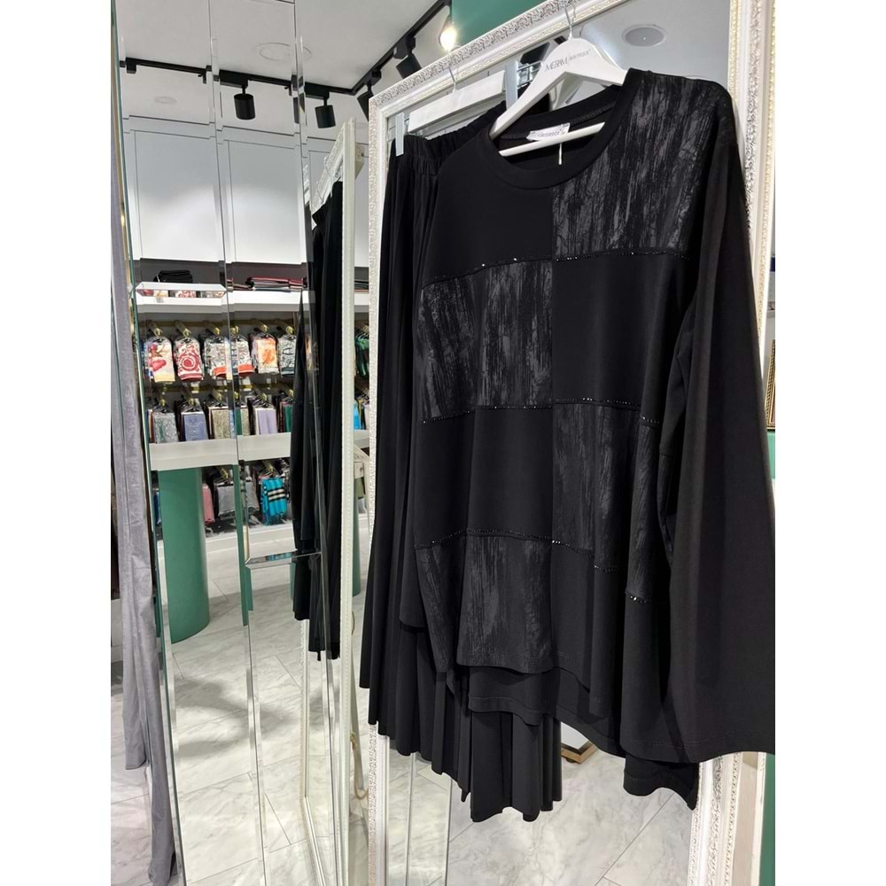 CLEMENCE ETEKLİ TAKIM - SİYAH - 48