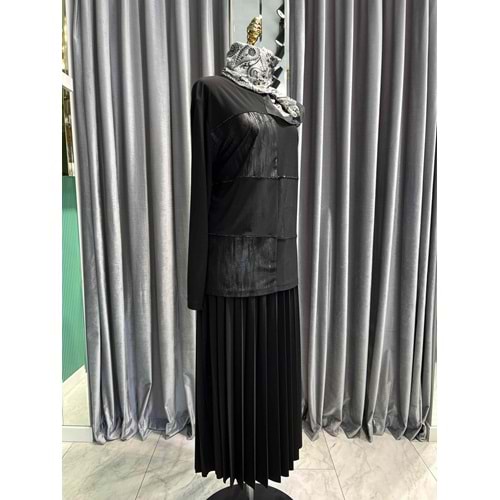 CLEMENCE ETEKLİ TAKIM - SİYAH - 48