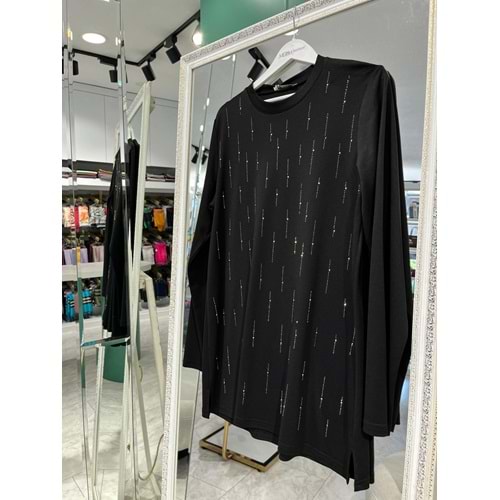 ADN TAŞLI TUNİK 302 - SİYAH - 1