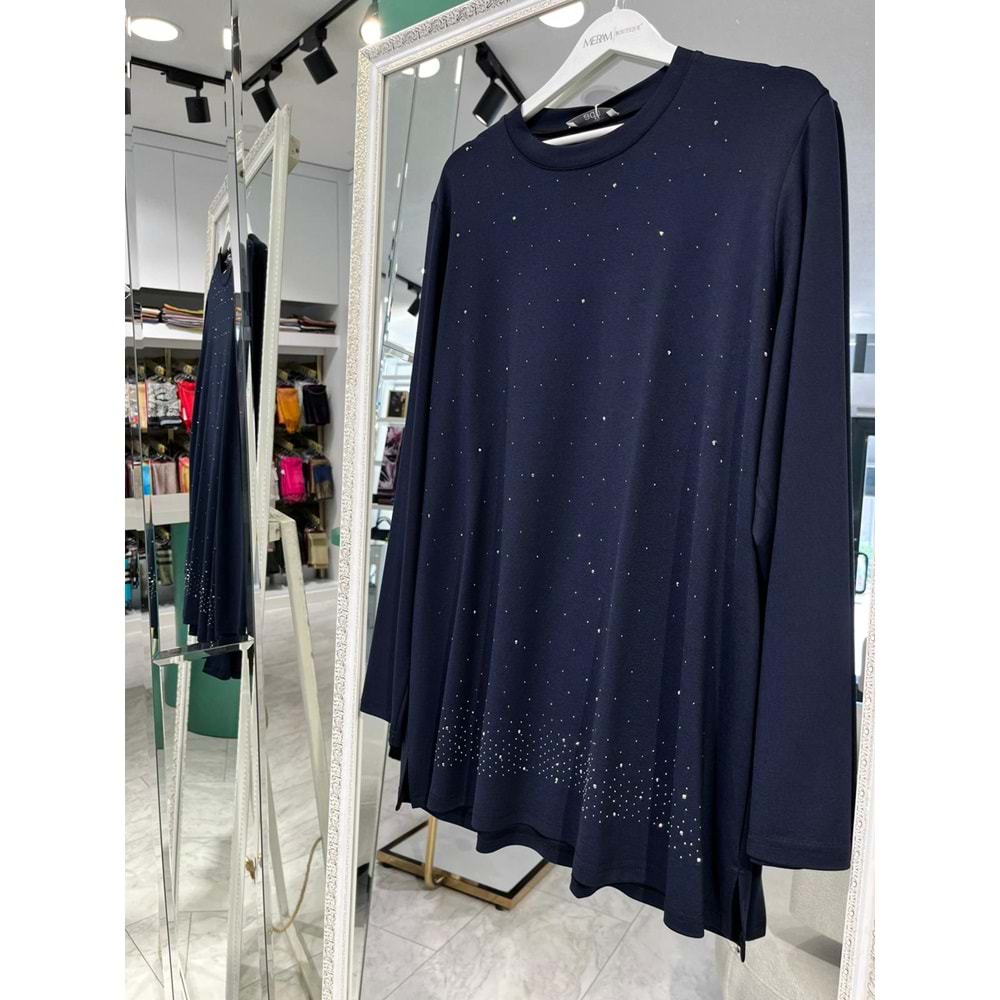 ADN BONCUK TAŞLI TUNİK - LACİVERT - 2